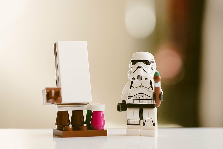 Star Wars Stormtrooper figurine, action figure, art, color, cute, HD wallpaper