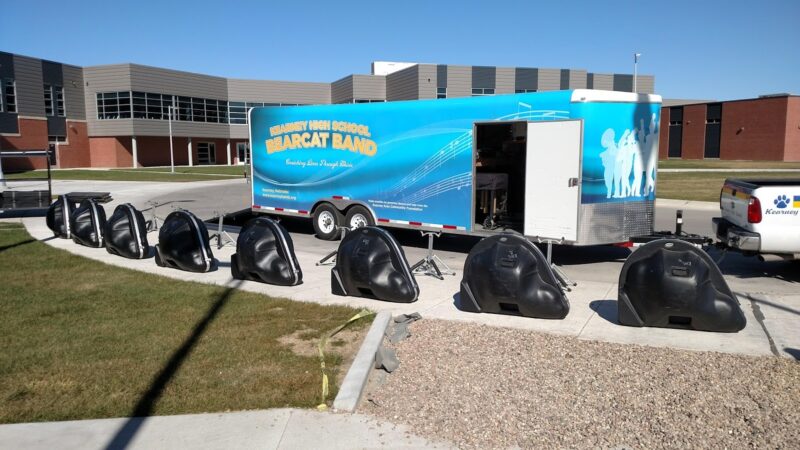 Tuba set up before a performance