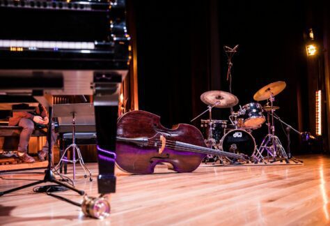 Jazz band instruments on stage