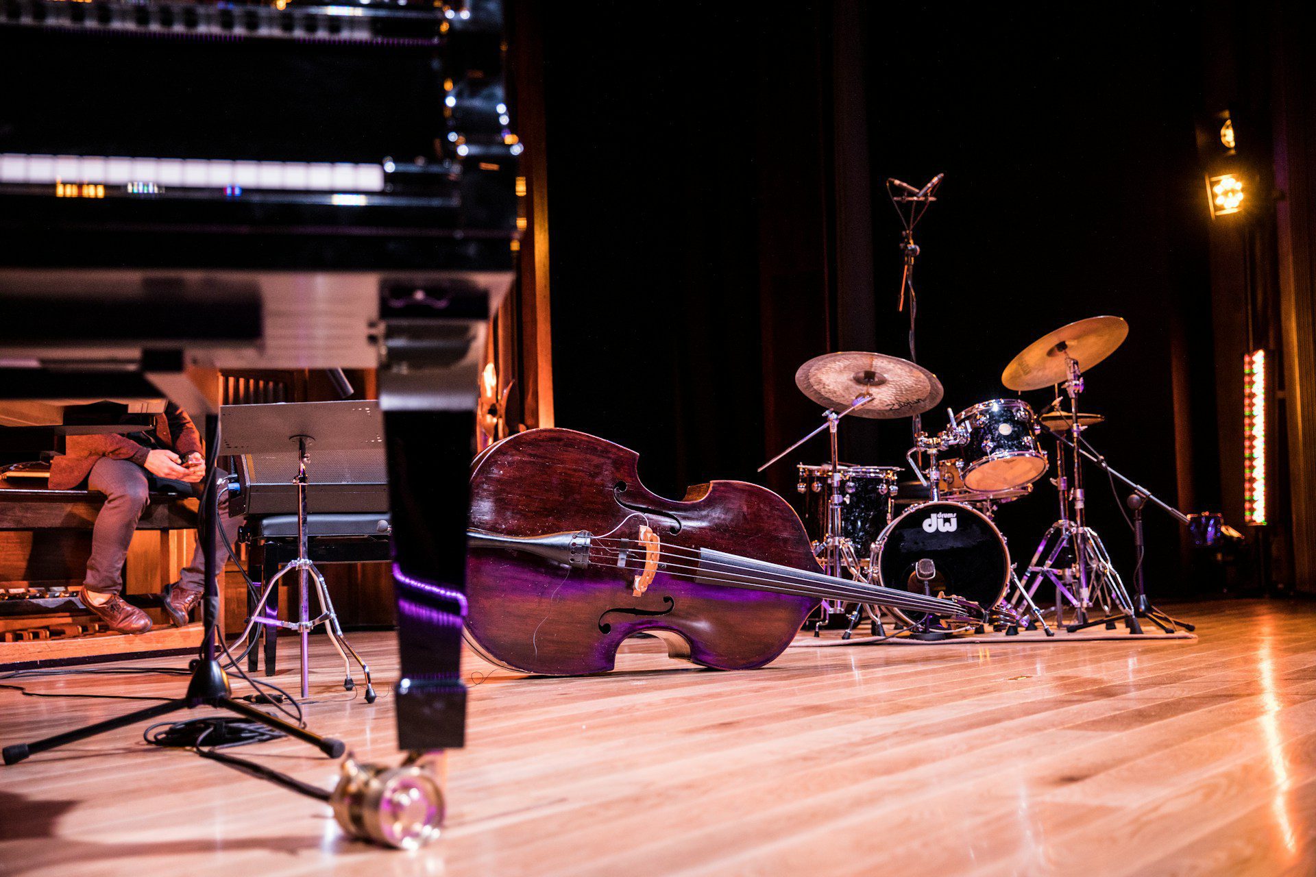 Jazz band instruments on stage