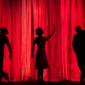 A group of performers getting ready before their play.