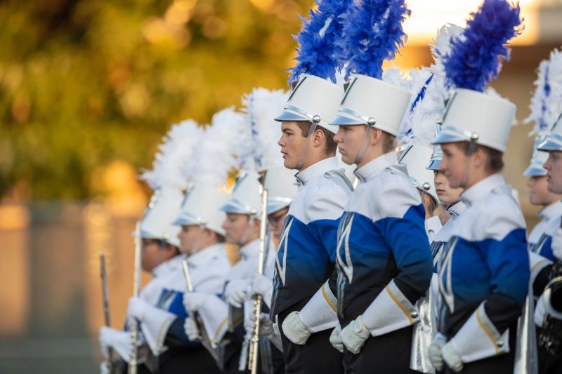Band is at attention before a performance.
